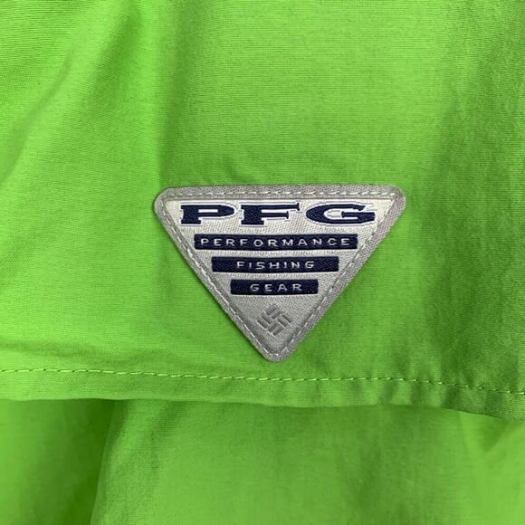 Columbia PFG Neon Green Button Down Mesh Lining Short Sleeve Shirt XL - Picture 11 of 11